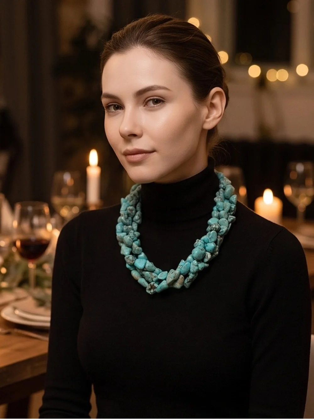 Turquoise Multi-Strand Stone Necklace for Women